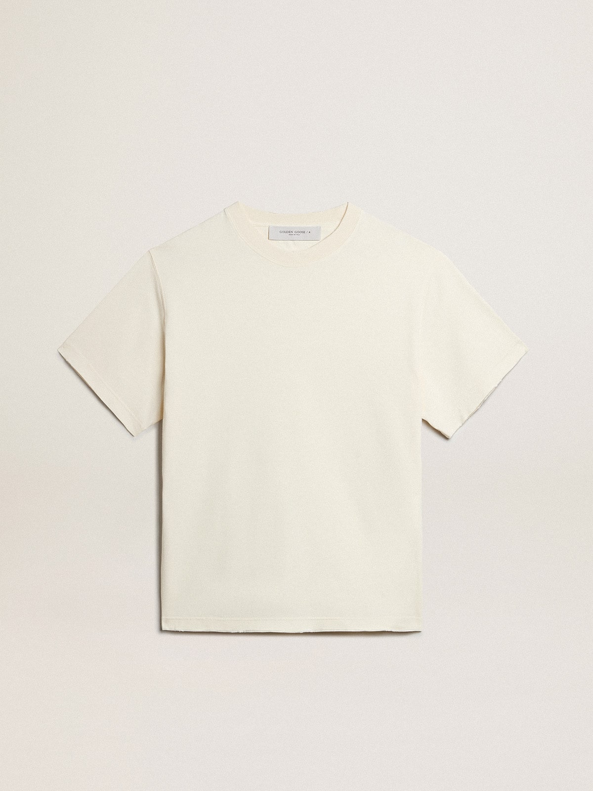 T-shirt in aged white with reverse logo on the back - Jersey Capsule - Golden Goose Women|Men