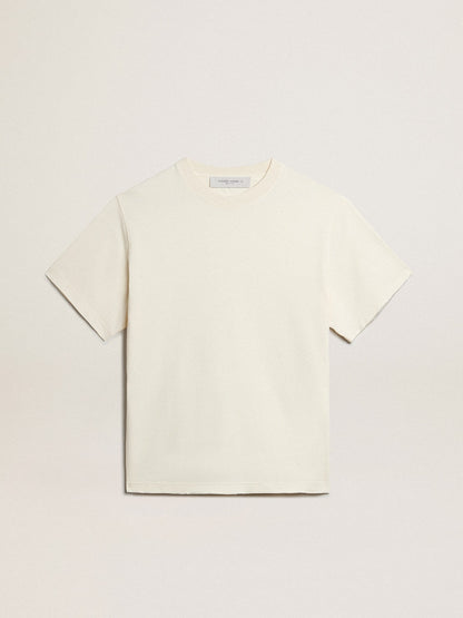 T-shirt in aged white with reverse logo on the back - Jersey Capsule - Golden Goose Women|Men