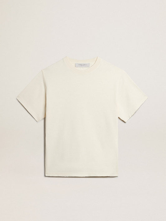 T-shirt in aged white with reverse logo on the back - Jersey Capsule - Golden Goose Women|Men