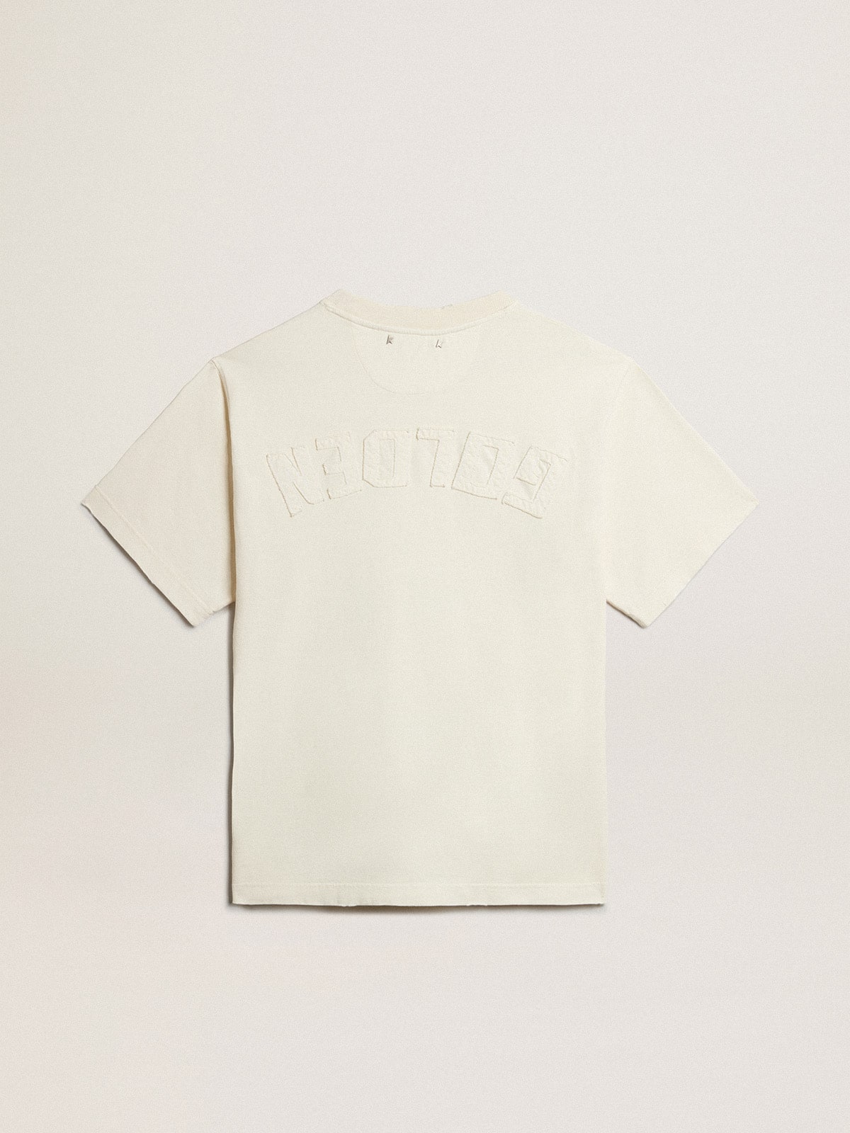 T-shirt in aged white with reverse logo on the back - Jersey Capsule - Golden Goose Women|Men
