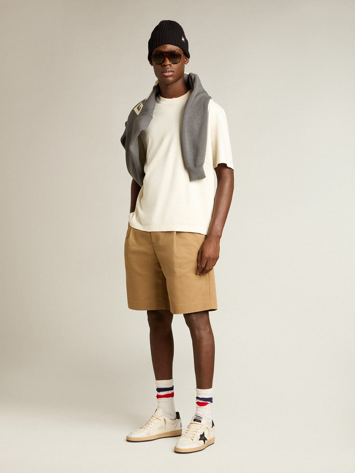 T-shirt in aged white with reverse logo on the back - Jersey Capsule - Golden Goose Women|Men