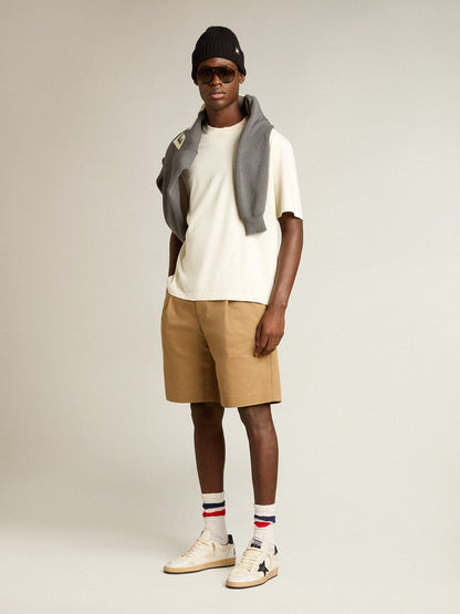 T-shirt in aged white with reverse logo on the back - Jersey Capsule - Golden Goose Women|Men