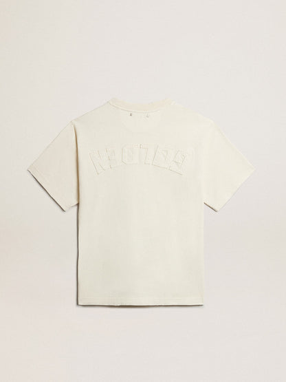 T-shirt in aged white with reverse logo on the back - Jersey Capsule - Golden Goose Women|Men