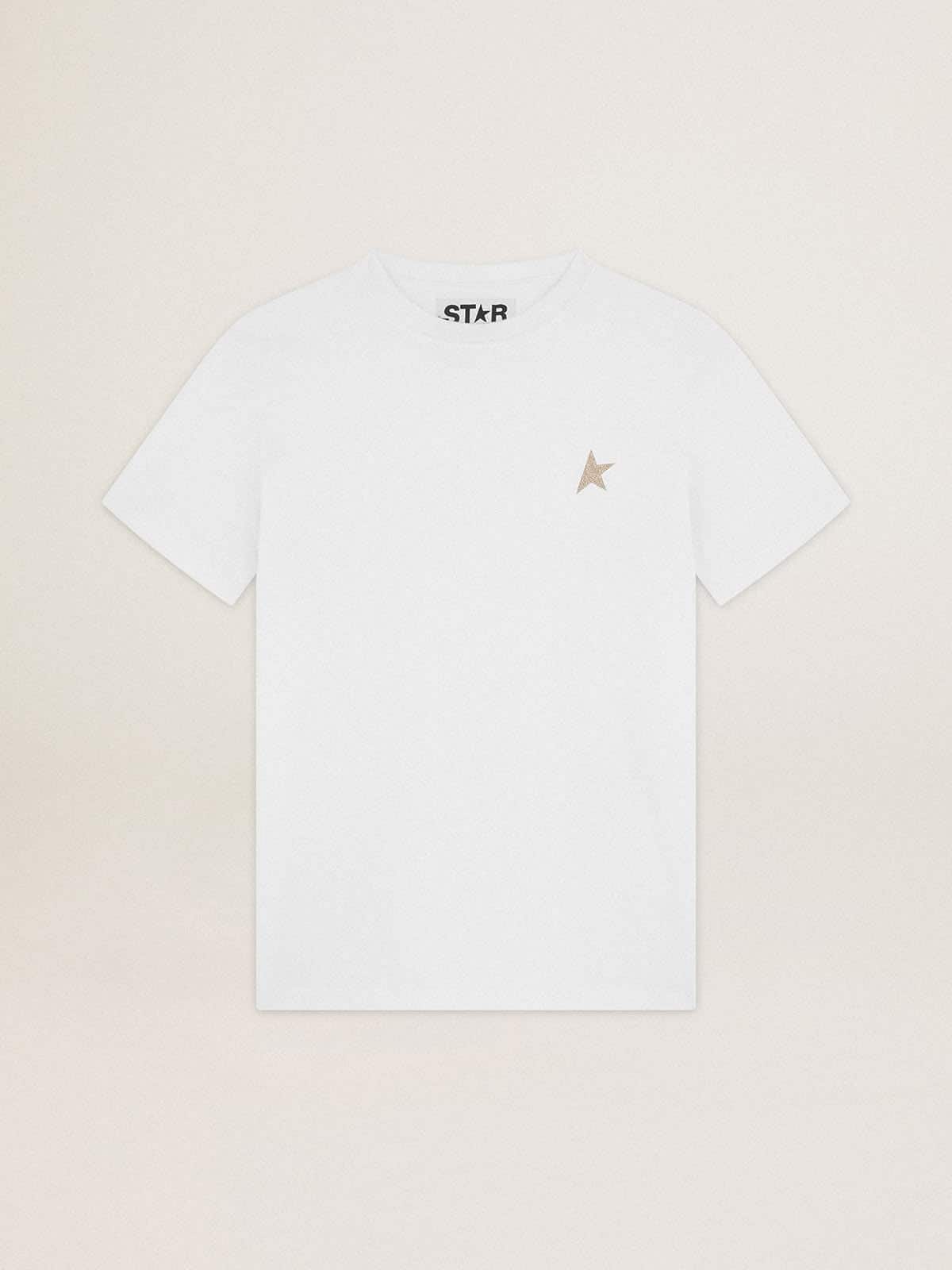 White Star Collection T-shirt with star in gold glitter on the front - Golden Goose Women