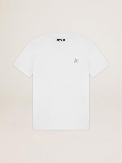 White Star Collection T-shirt with star in gold glitter on the front - Golden Goose Women