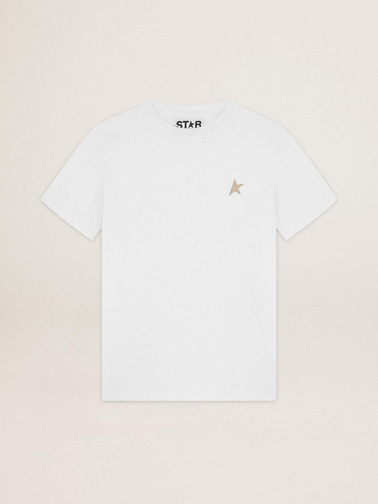 White Star Collection T-shirt with star in gold glitter on the front - Golden Goose Women