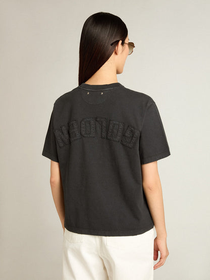 T-shirt in washed black with reverse logo on the back - Jersey Capsule - Golden Goose Women