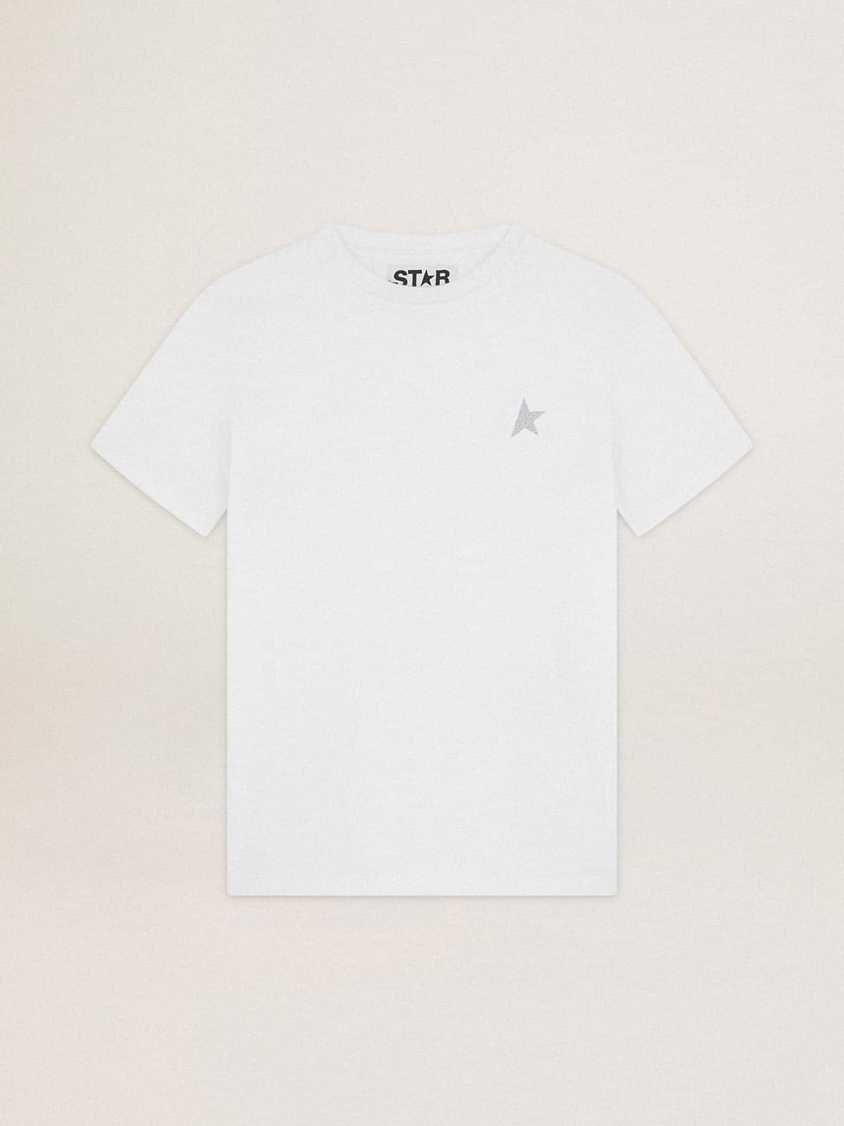 Women's white T-shirt with silver glitter star on the front - Golden Goose Women