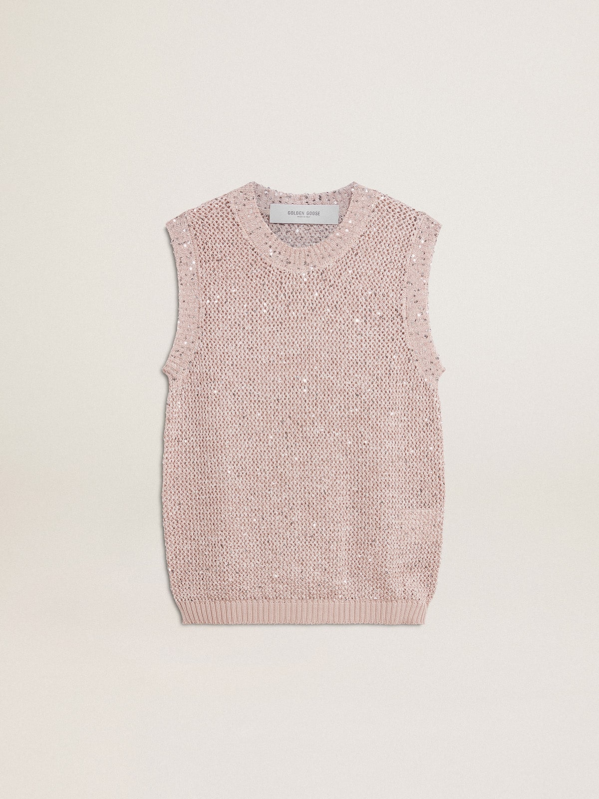 Mesh knit top with sequins and contrasting details - Golden Goose Women