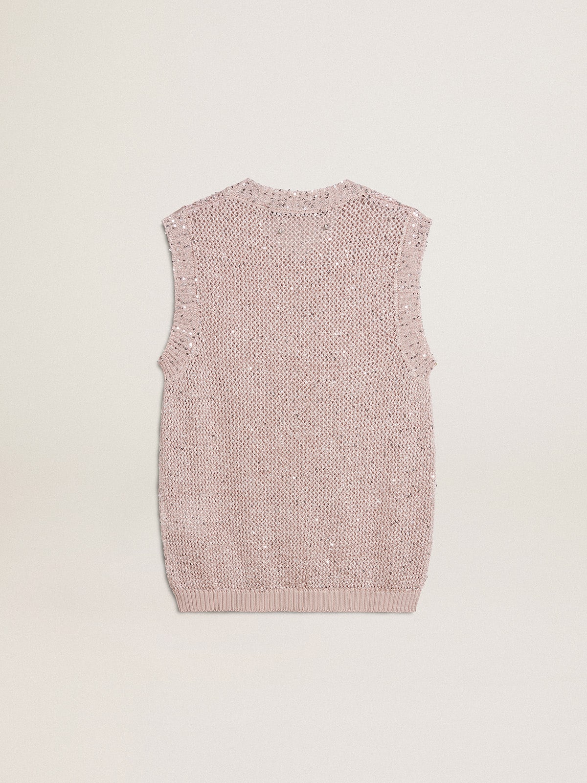 Mesh knit top with sequins and contrasting details - Golden Goose Women