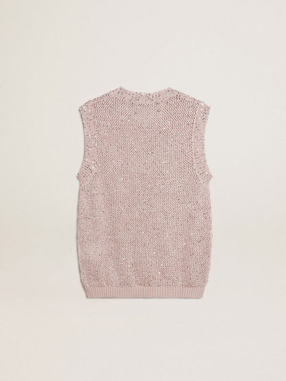 Mesh knit top with sequins and contrasting details - Golden Goose Women