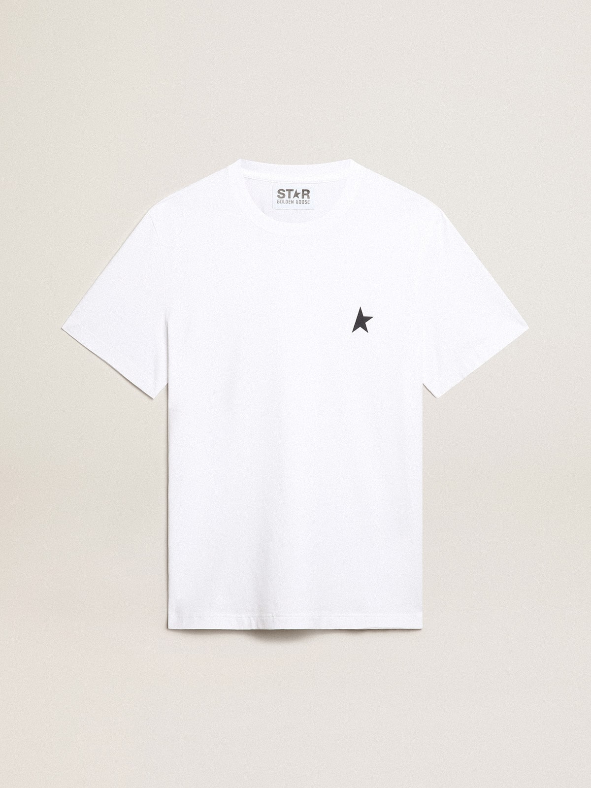 Women’s white T-shirt with dark blue star on the front - Golden Goose Women