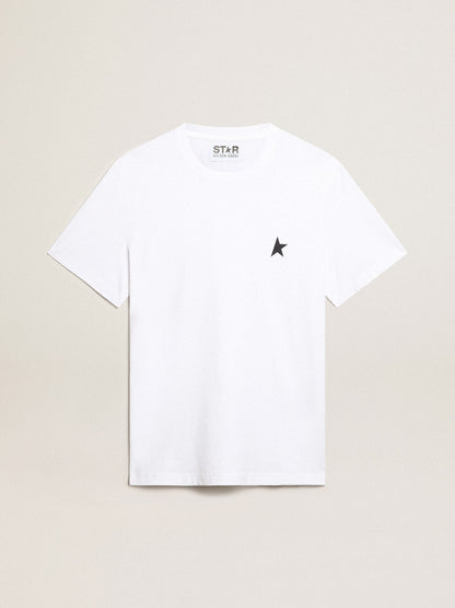 Women’s white T-shirt with dark blue star on the front - Golden Goose Women