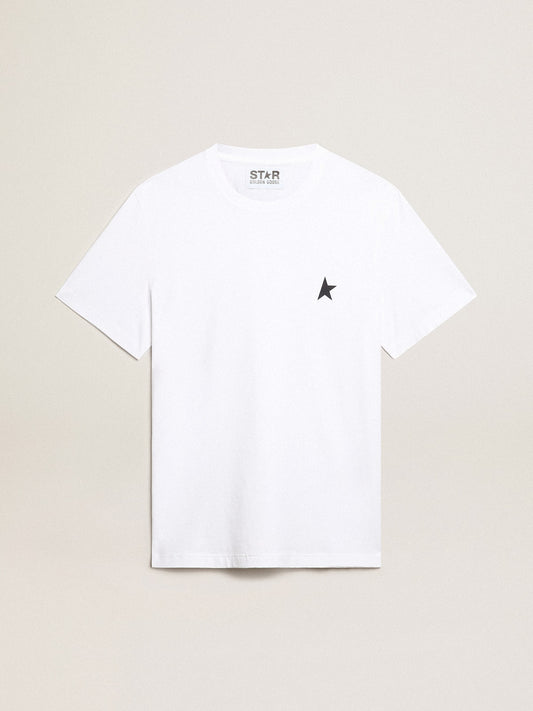 Women’s white T-shirt with dark blue star on the front - Golden Goose Women