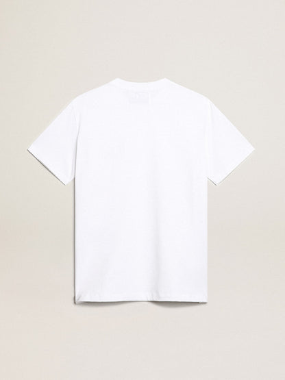 Women’s white T-shirt with dark blue star on the front - Golden Goose Women