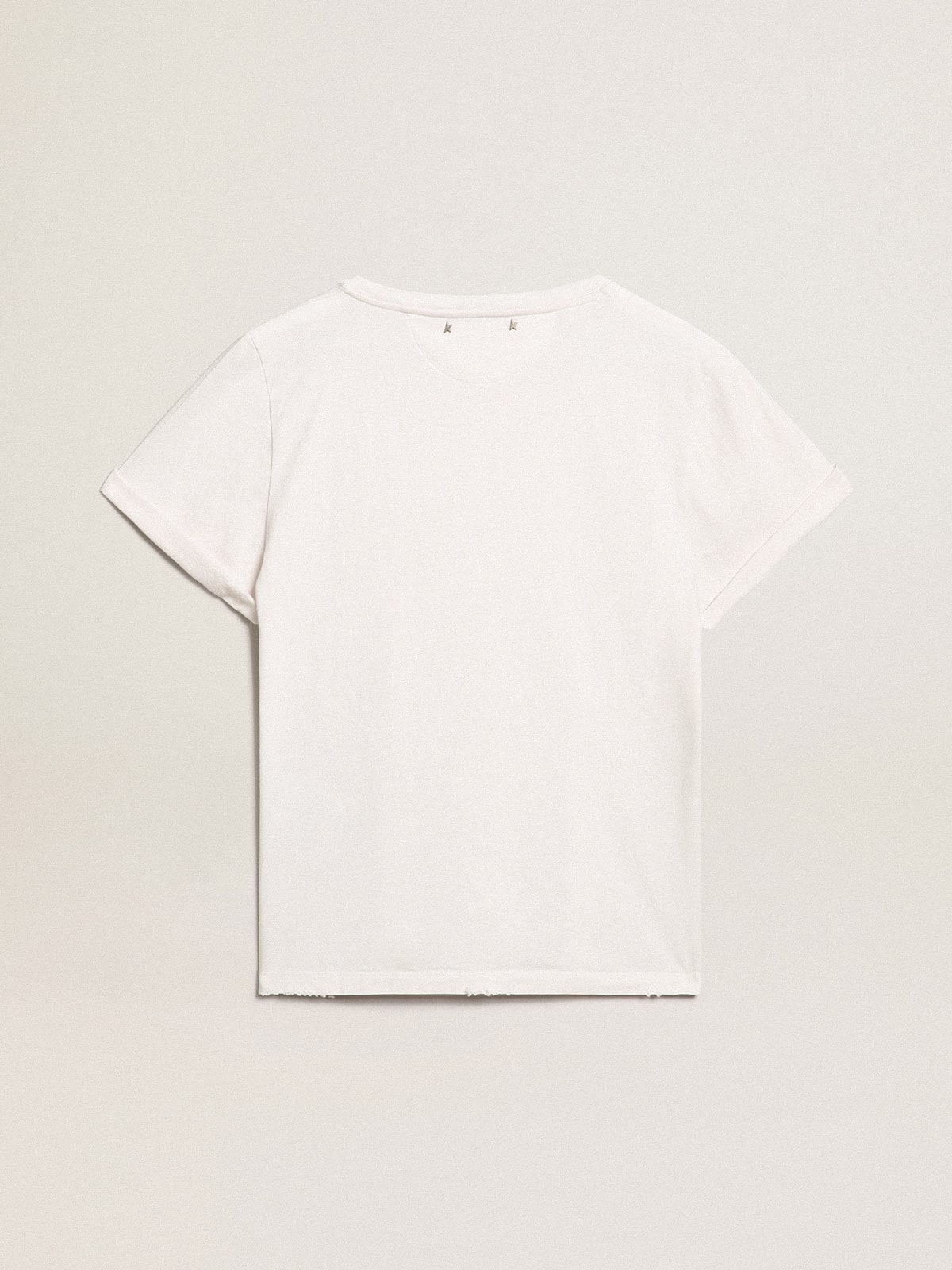 Distressed slim-fit women’s T-shirt in white - Golden Goose Women