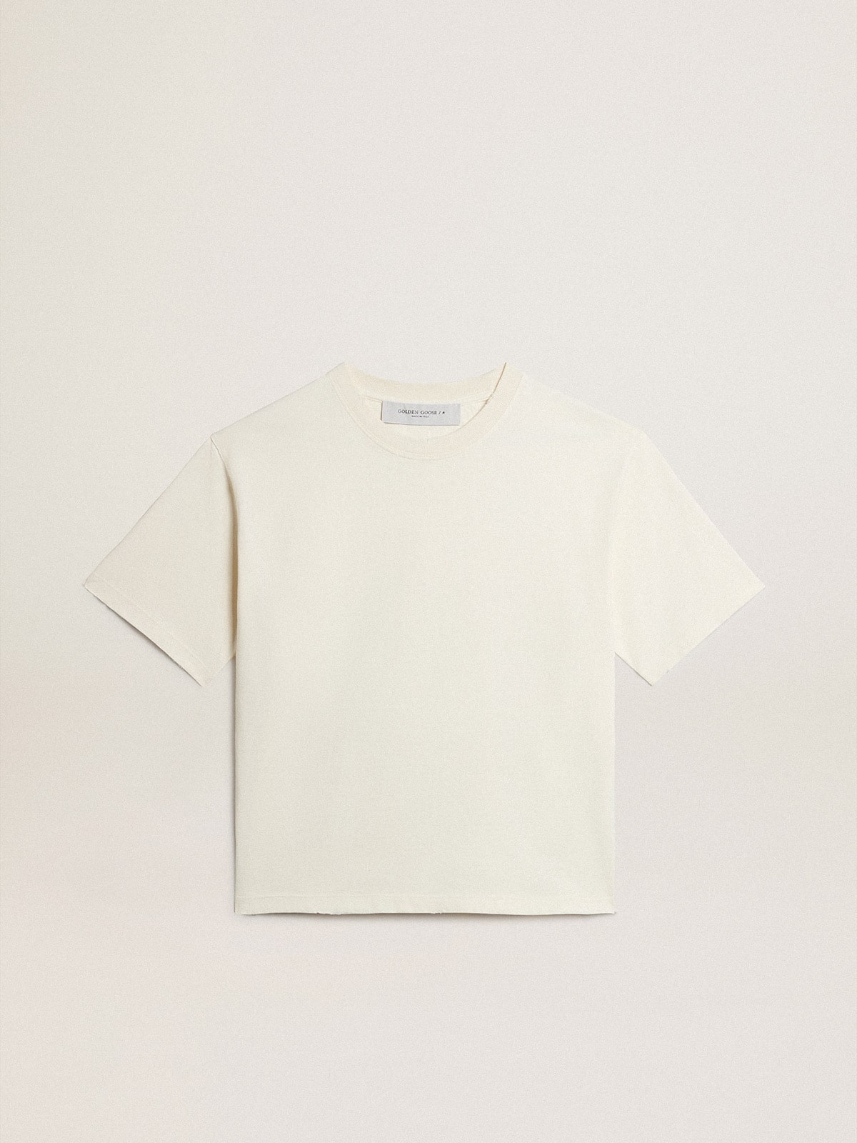 T-shirt in aged white with reverse logo on the back - Jersey Capsule - Golden Goose Women