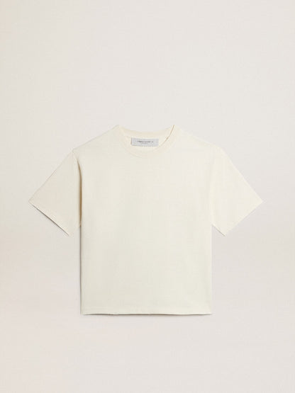 T-shirt in aged white with reverse logo on the back - Jersey Capsule - Golden Goose Women