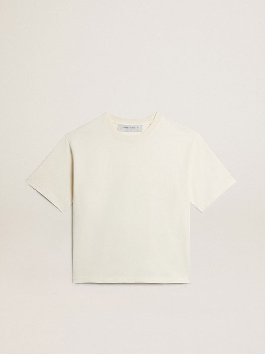 T-shirt in aged white with reverse logo on the back - Jersey Capsule - Golden Goose Women