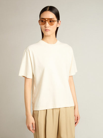 T-shirt in aged white with reverse logo on the back - Jersey Capsule - Golden Goose Women