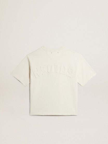 T-shirt in aged white with reverse logo on the back - Jersey Capsule - Golden Goose Women