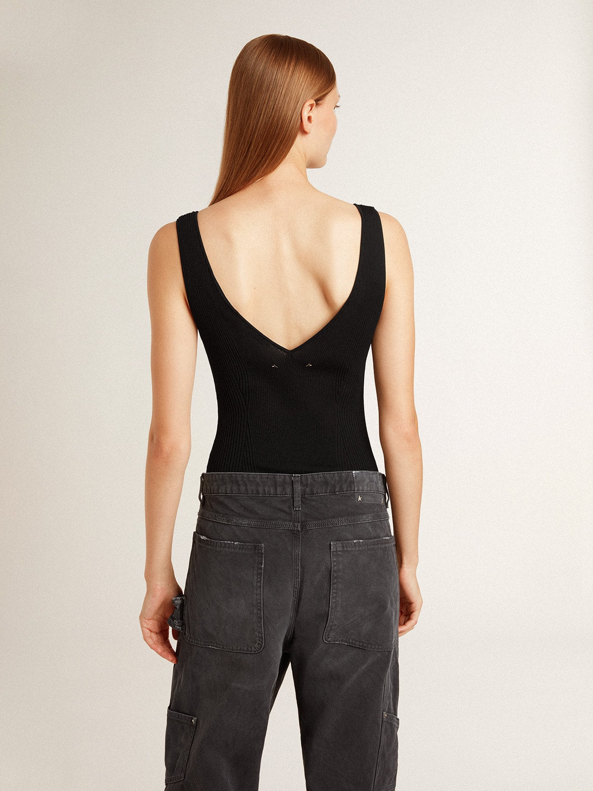 Women's black V-neck bodysuit - Golden Goose Women