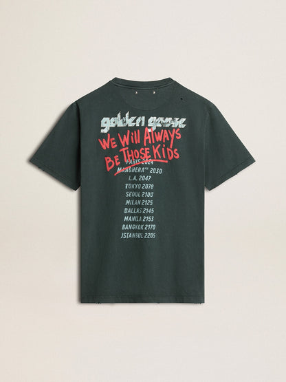 Black T-shirt with multicolor print - Golden Goose Women|Men