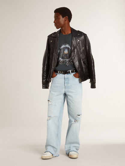 Black T-shirt with multicolor print - Golden Goose Women|Men