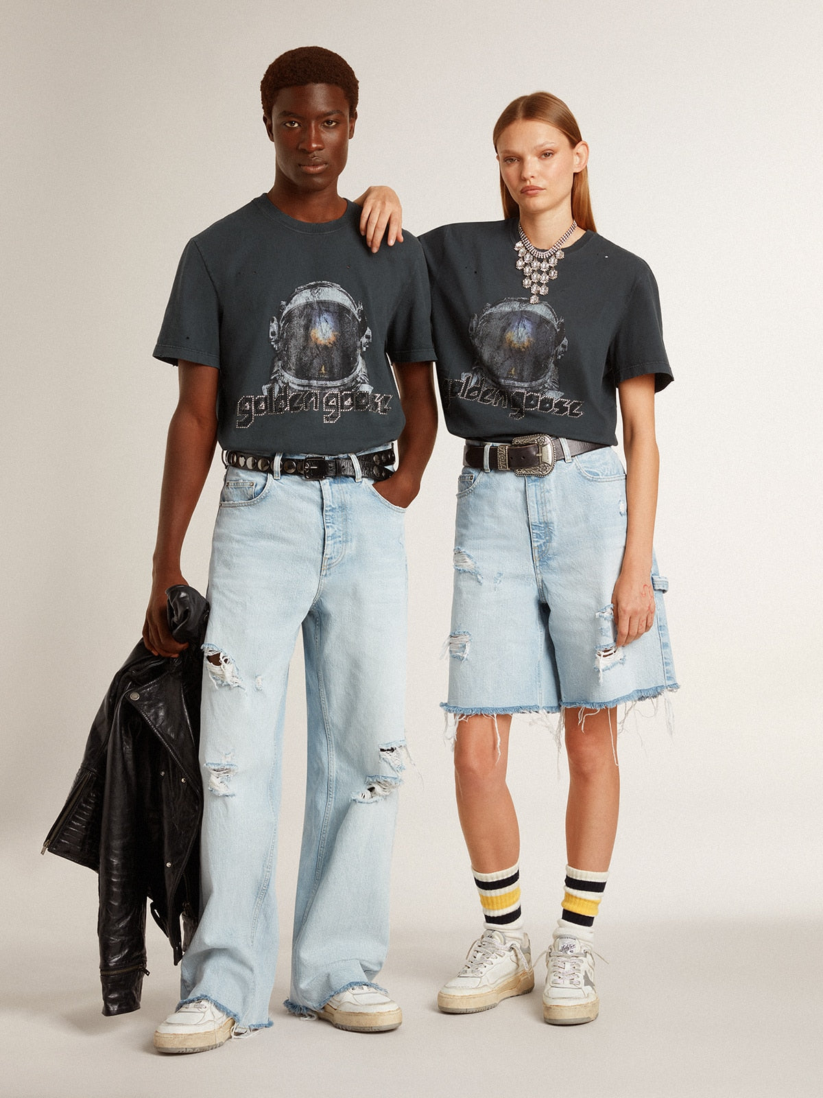 Black T-shirt with multicolor print - Golden Goose Women|Men