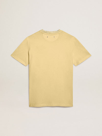 Women's T-shirt in cotton jersey with embroidery on the neck and heart - Golden Goose Women