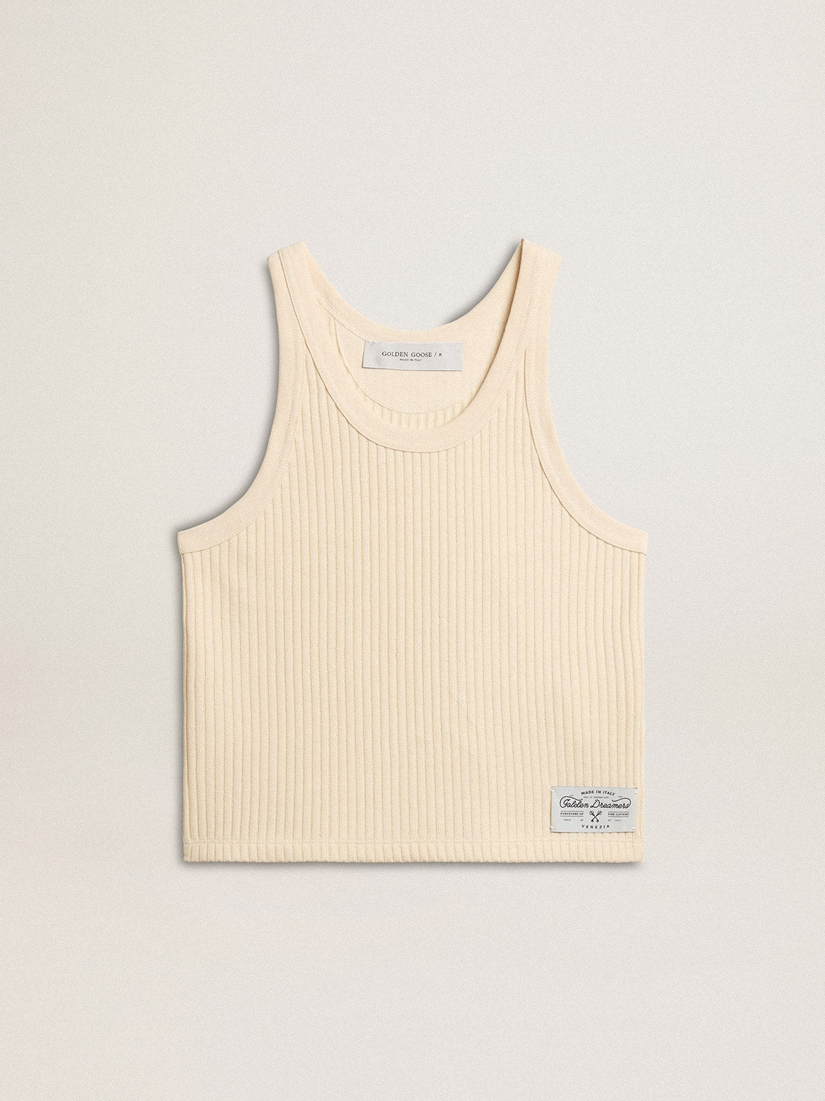 Parchment-colored sleeveless top - Golden Goose Women