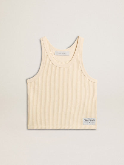 Parchment-colored sleeveless top - Golden Goose Women