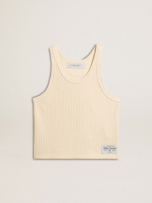 Parchment-colored sleeveless top - Golden Goose Women