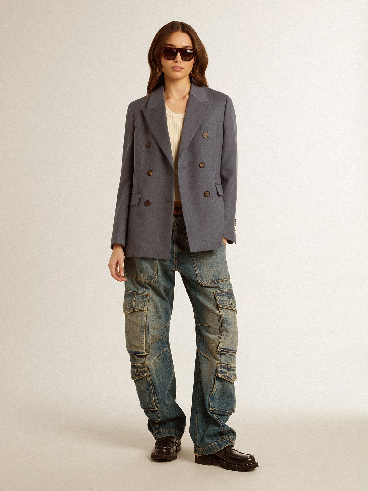 Parchment-colored sleeveless top - Golden Goose Women