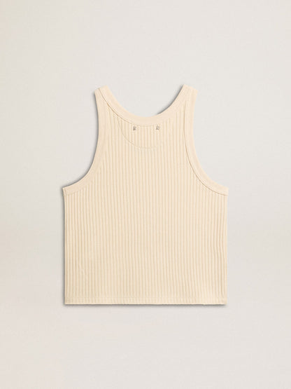 Parchment-colored sleeveless top - Golden Goose Women