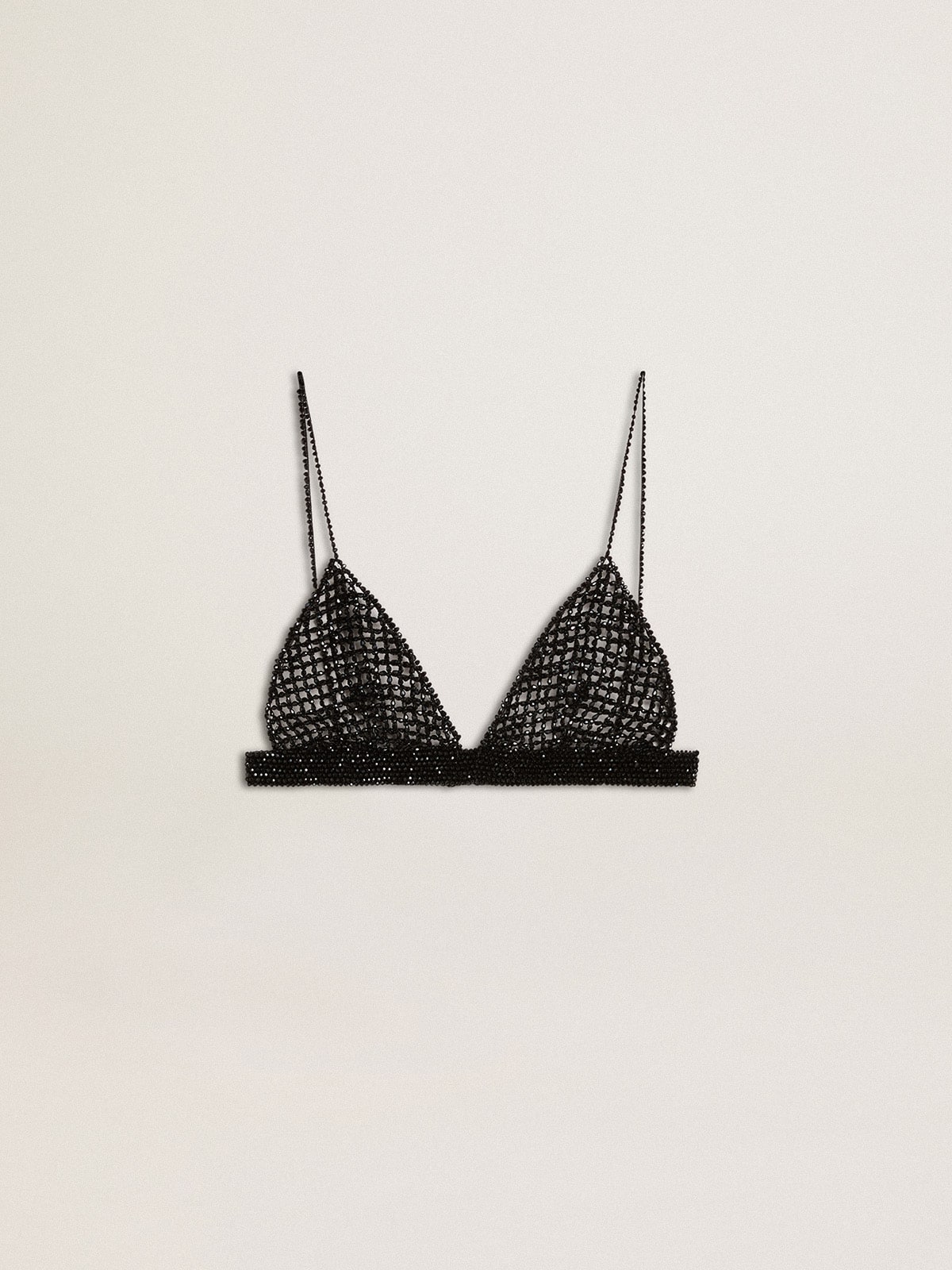Women's black crochet top with crystals - Golden Goose Women