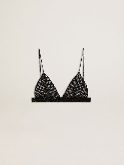 Women's black crochet top with crystals - Golden Goose Women