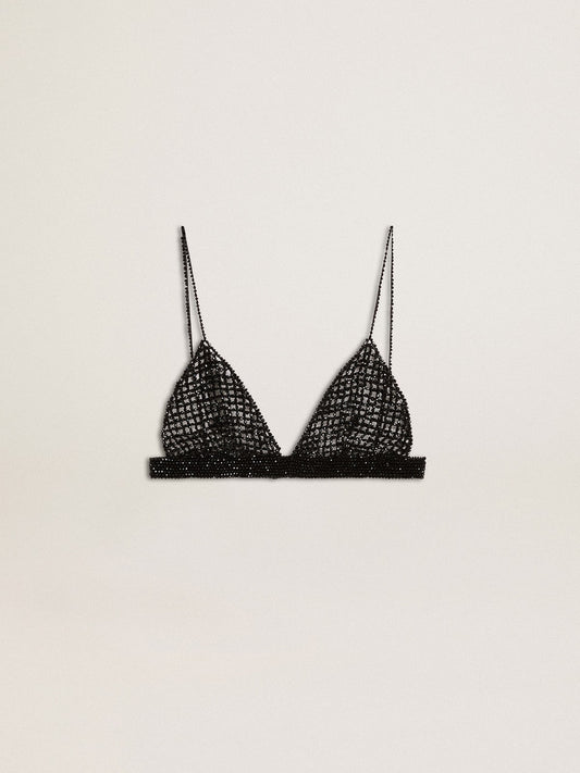 Women's black crochet top with crystals - Golden Goose Women
