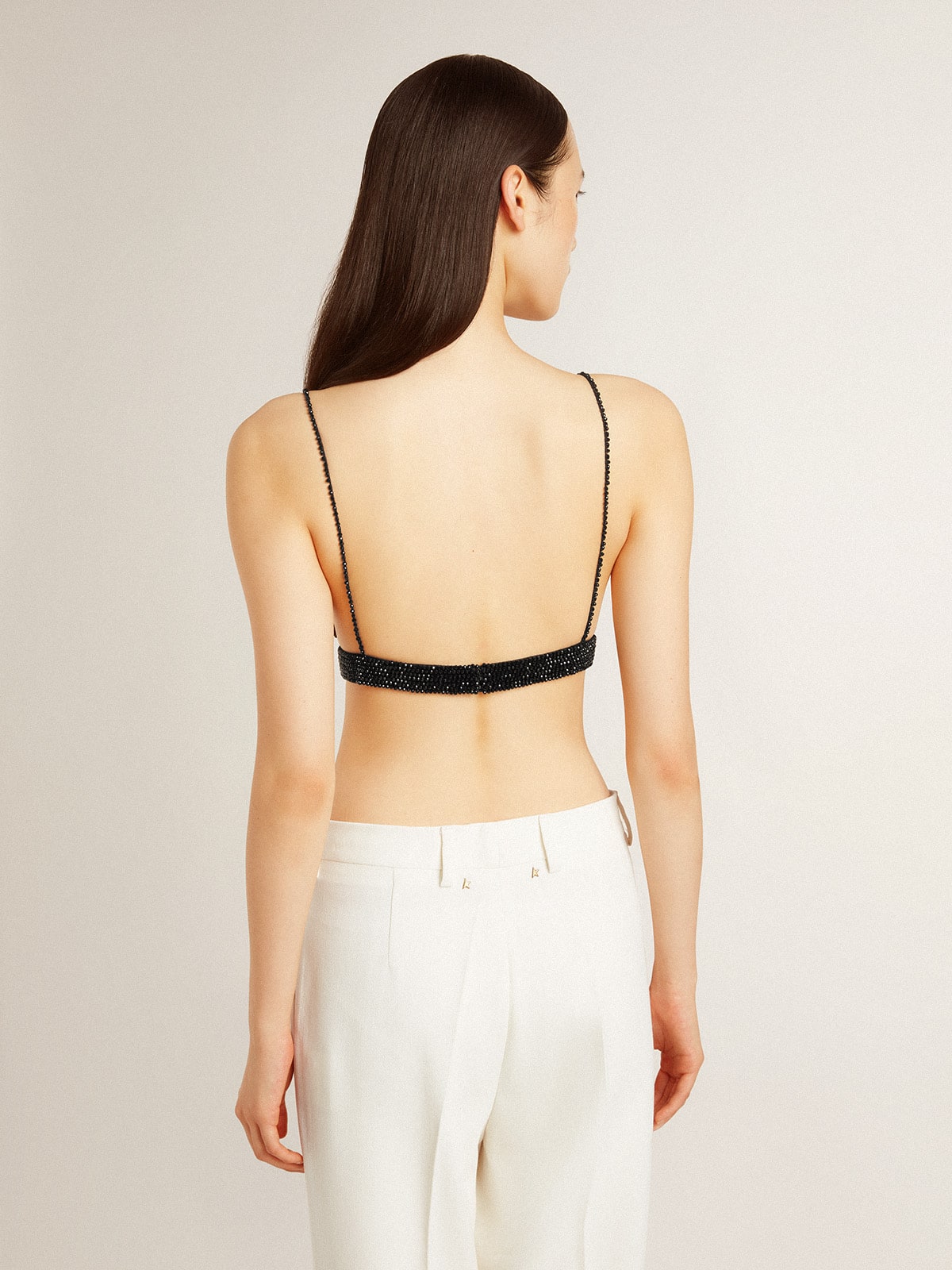 Women's black crochet top with crystals - Golden Goose Women