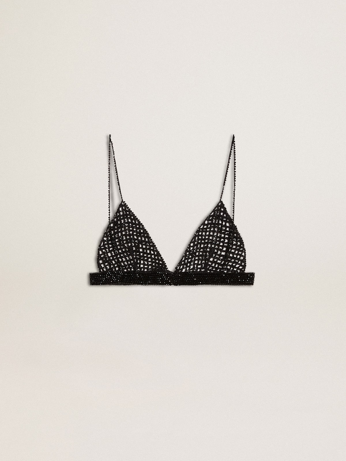 Women's black crochet top with crystals - Golden Goose Women