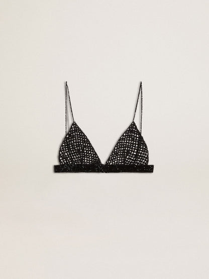 Women's black crochet top with crystals - Golden Goose Women