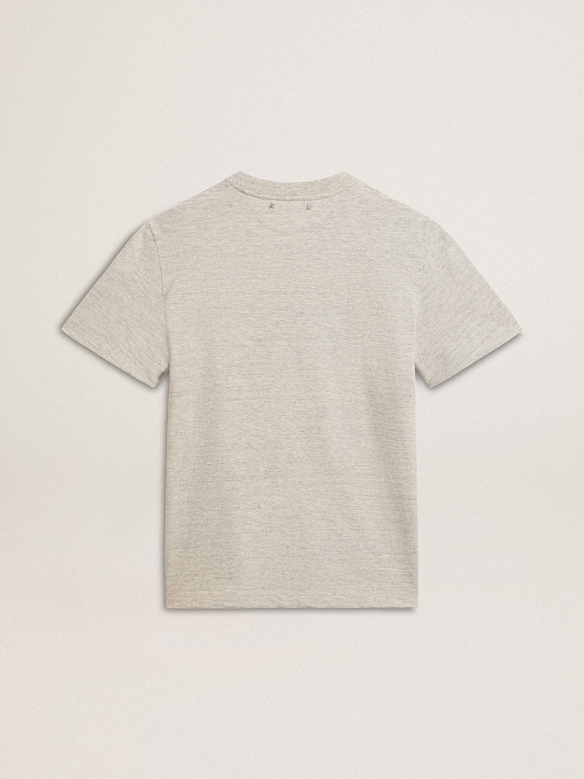Women’s T-shirt in gray melange cotton with seasonal print - Golden Goose Women