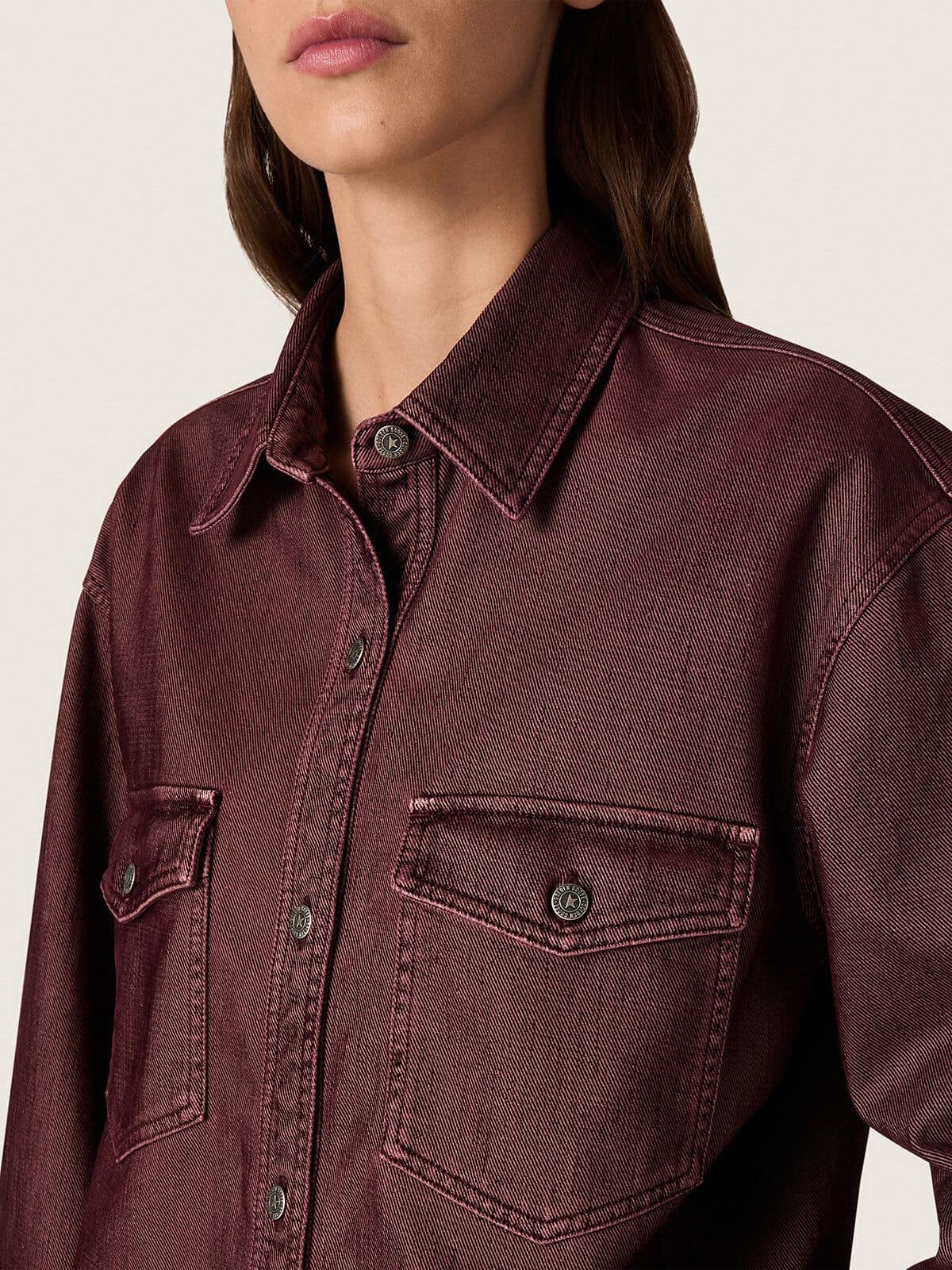 Women's shirt in burgundy denim - Golden Goose Women