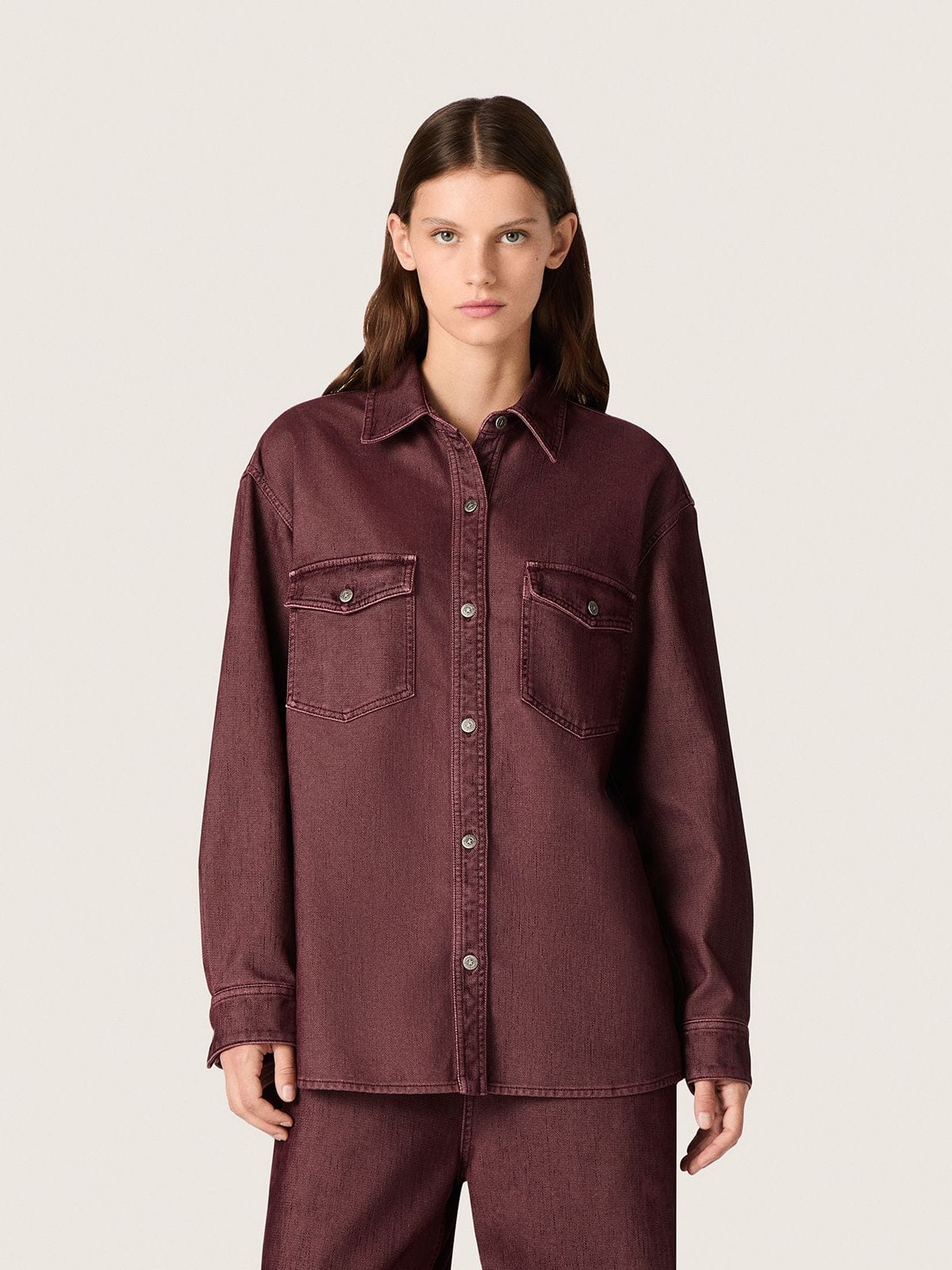 Women's shirt in burgundy denim - Golden Goose Women
