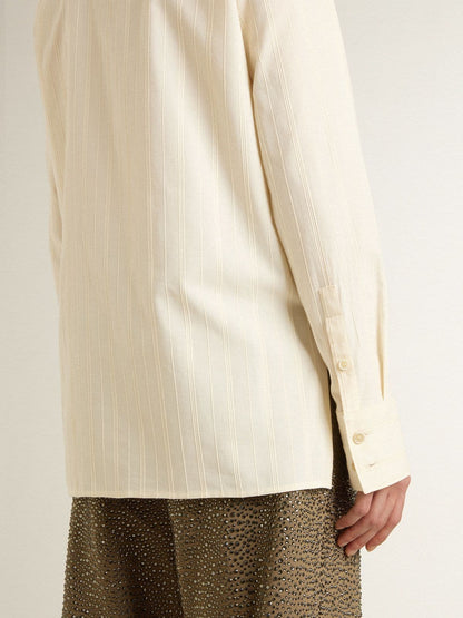 Women's cream-colored cotton shirt with floral embroidery - Golden Goose Women