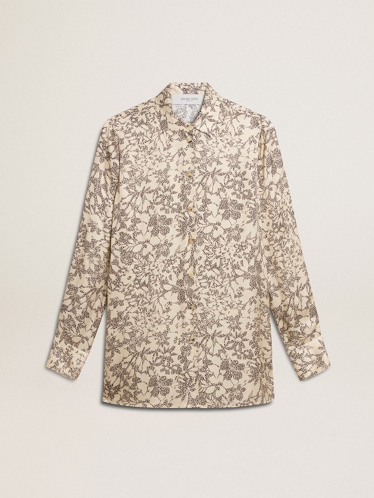 Women's silk blend pajama shirt with a floral print - Golden Goose Women