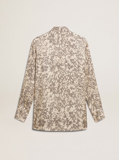 Women's silk blend pajama shirt with a floral print - Golden Goose Women