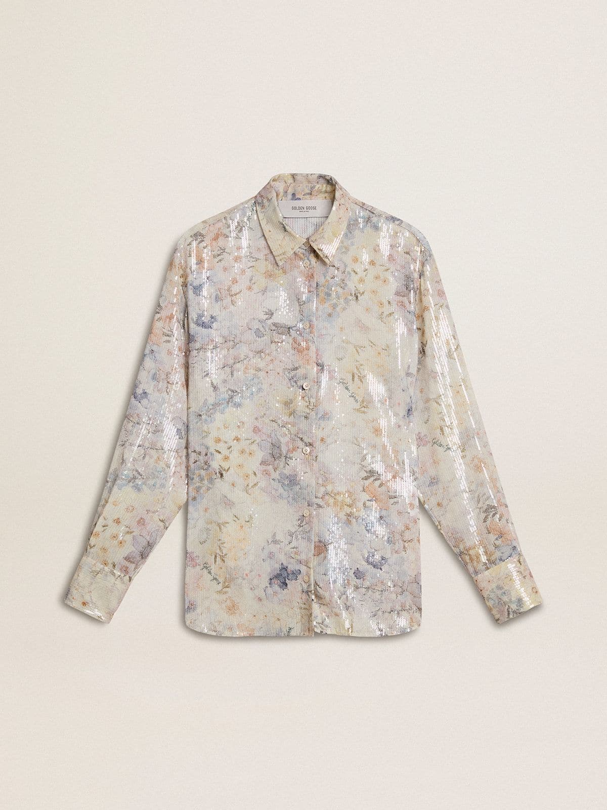 Women's shirt with multicolor floral sequin print - Golden Goose Women
