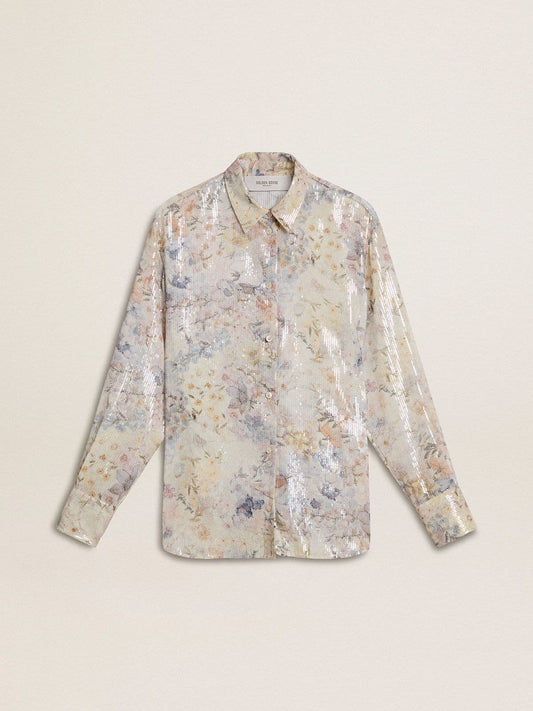 Women's shirt with multicolor floral sequin print - Golden Goose Women
