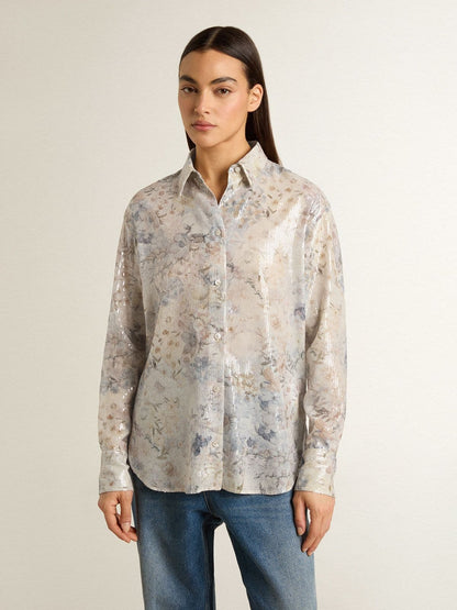 Women's shirt with multicolor floral sequin print - Golden Goose Women